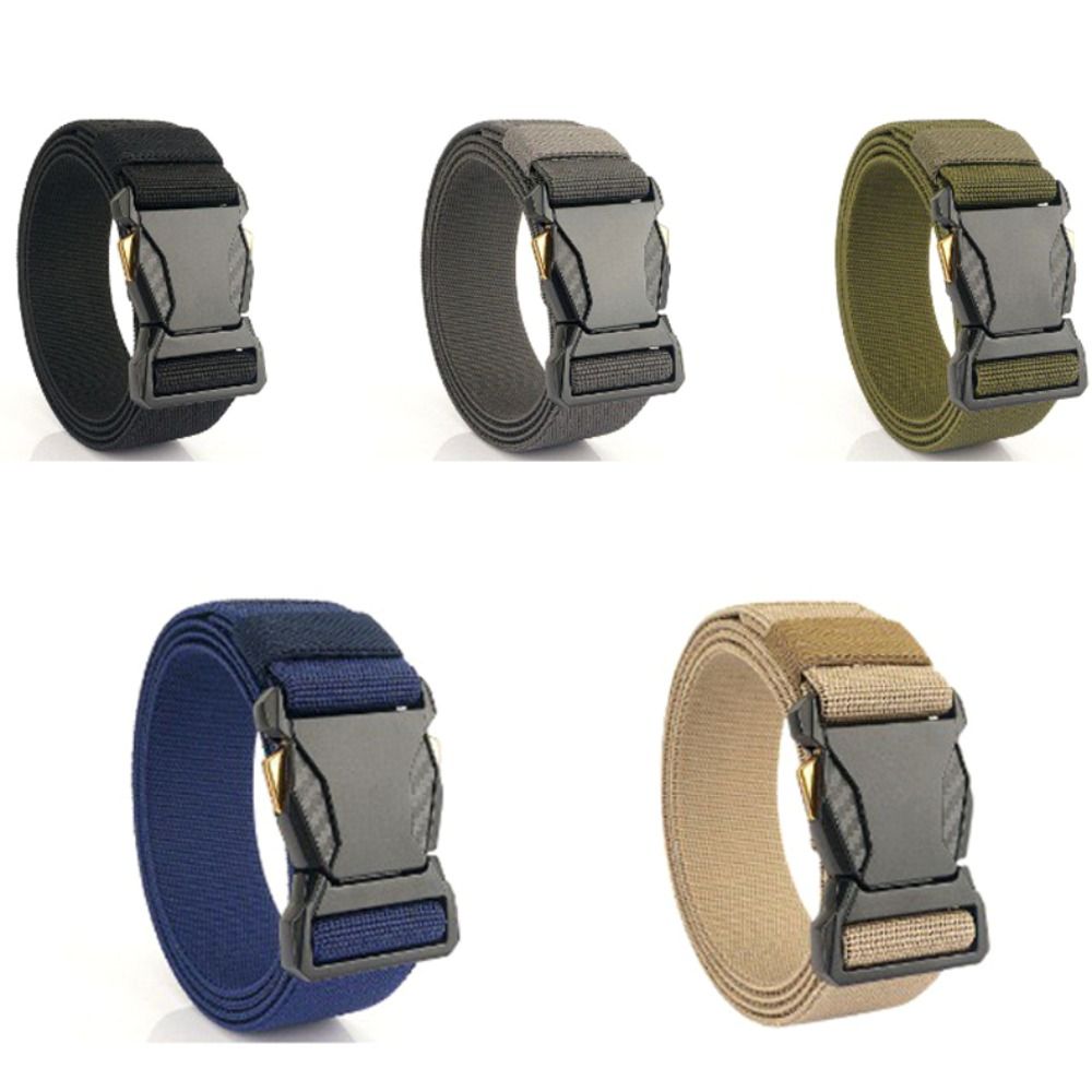 New Nylon Men's Belt Automatic Buckle Toothless Men's Waist Strap Quick Release Canvas Woven Weave Waist Band Outdoor Leisure Sports