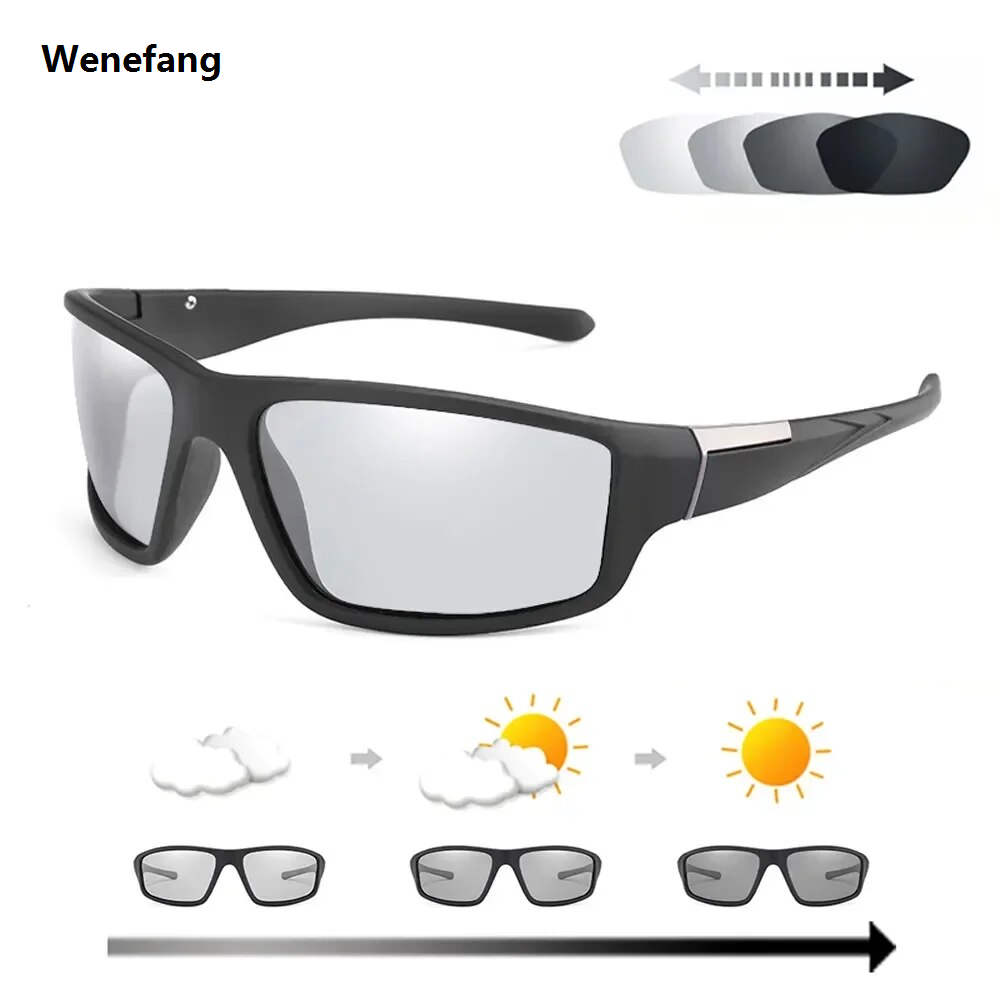 Wenefang 2025 New XaYbZc Men Photochromic Sunglasses Matte Black Sports Goggles Women Color Changing Polarized Driving 2024 Sun Glasses
