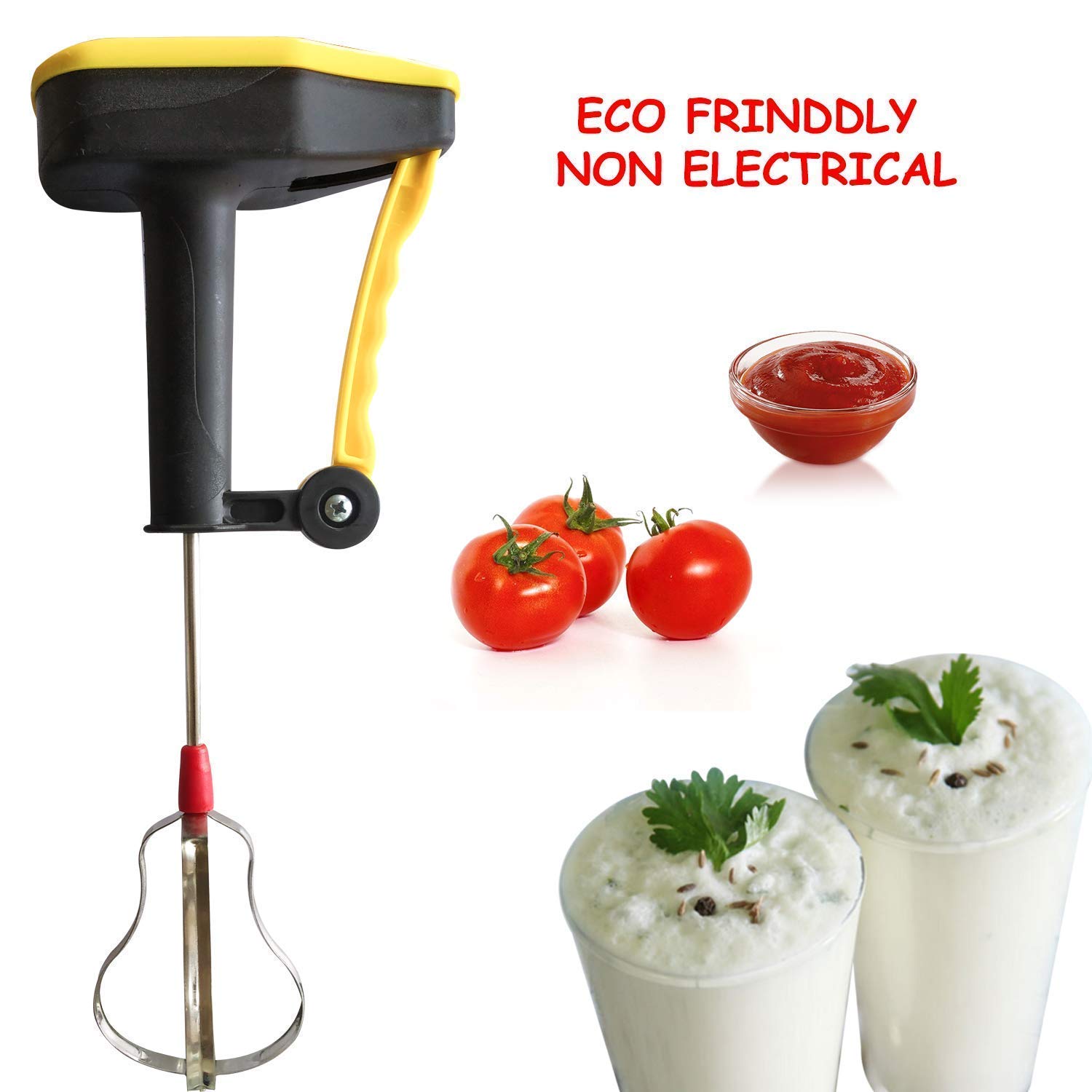 Power-Free Manual Hand Blender Cream Beater, Milkshake, Lassi, Butter Milk Mixer (Multi Colours)
