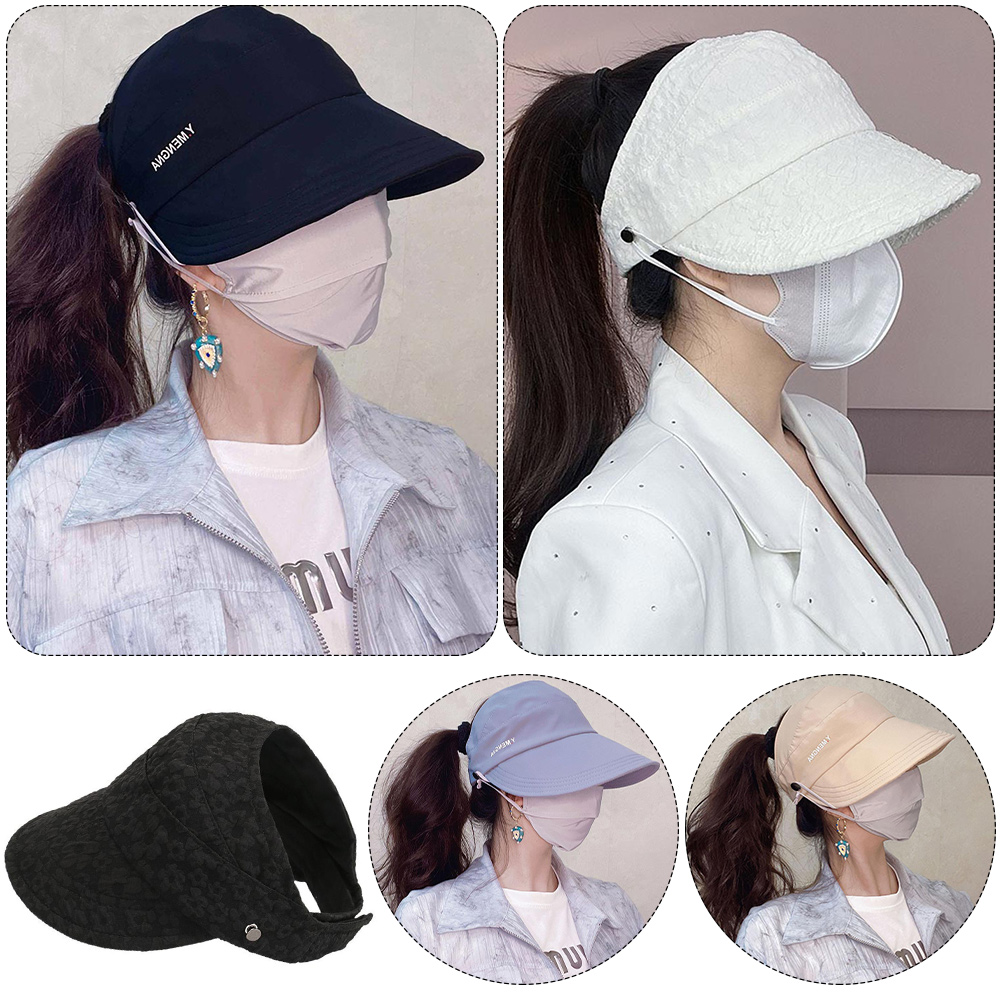 New UV Protection Duckbill Caps Embossed Large Brim Sunshade Hat Foldable Breathable Bucket Hats Women