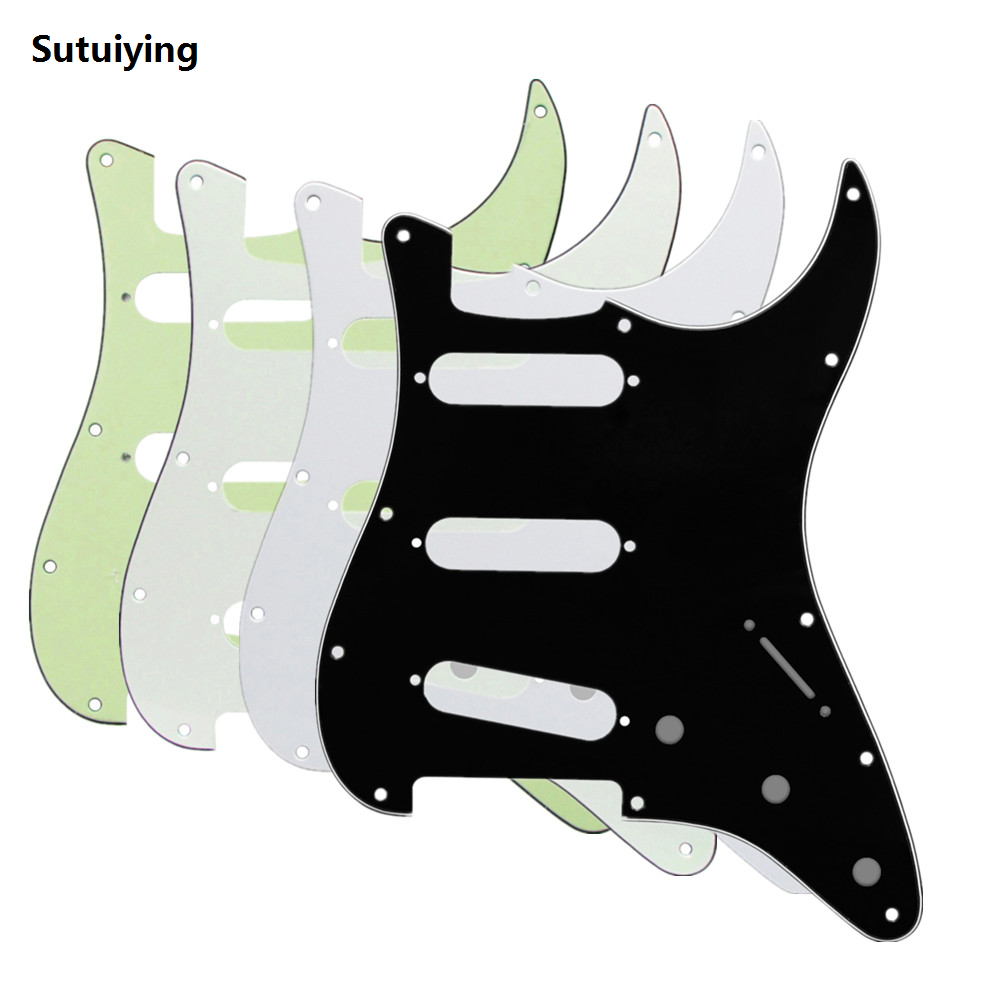 Sutuiying FLEOR 1pc ST SSS Electric Guitar Pickguard Scratch Plate Screws for 11 Holes Guitar Parts, 4 Colors Choose