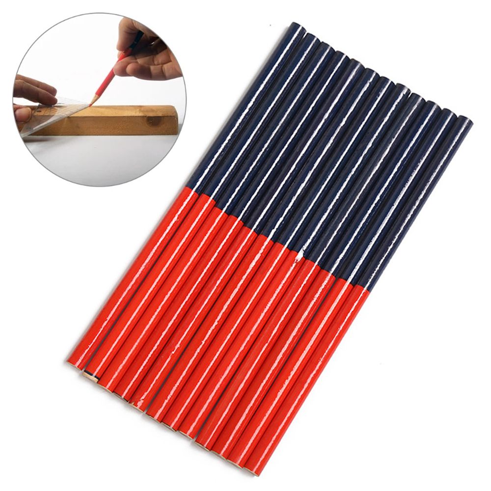 12Pcs Woodworking Blue And Red Lead Writing Supplies Special-Purpose Drawing Tools Double Colored Pencils Drawing Pencil Mark Pencil Carpenter Pencils
