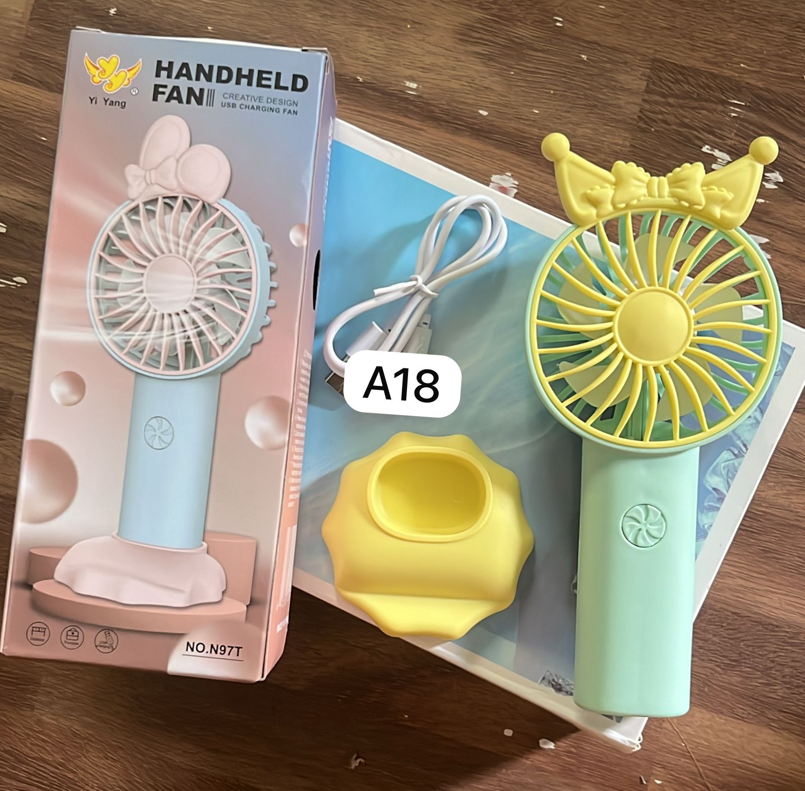 Mini Cute Rechargeable Hand Fan With Stand Base