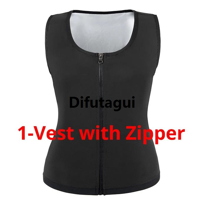 Difutagui CXZD Men Sauna Shaper Vest Thermo Sweat Shapewear Tank Tops Slimming High Quality Vest Waist Trainer Fitness Workout Zipper Shirt Fat Burning