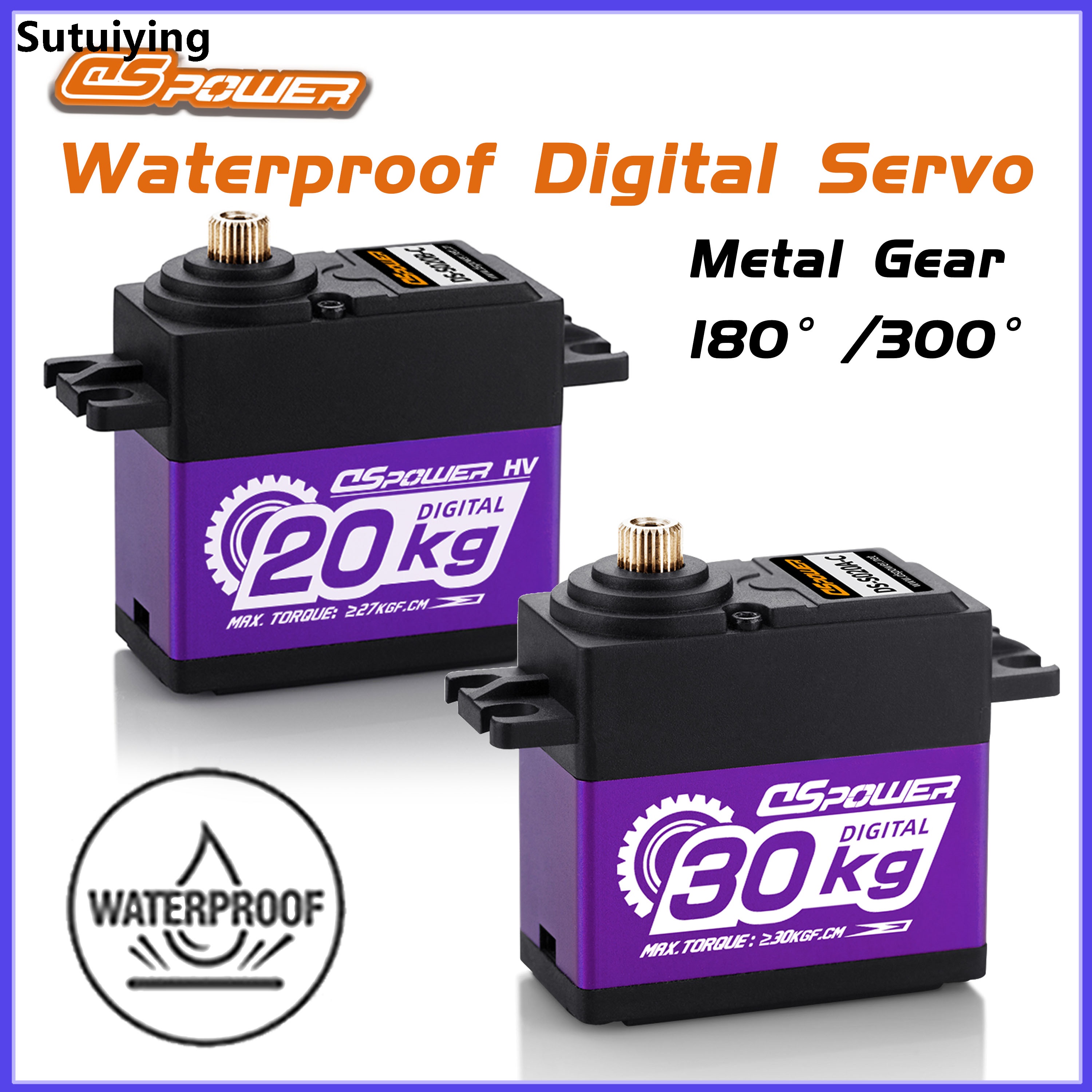 Sutuiying DSPOWER 20kg 30kg 180° 300° Waterproof Digital Servo Metal Gear Motor 2025 New for 1/8 1/10 RC Car Model TRX4 TRX6 Scx10 Robot Boat Plane