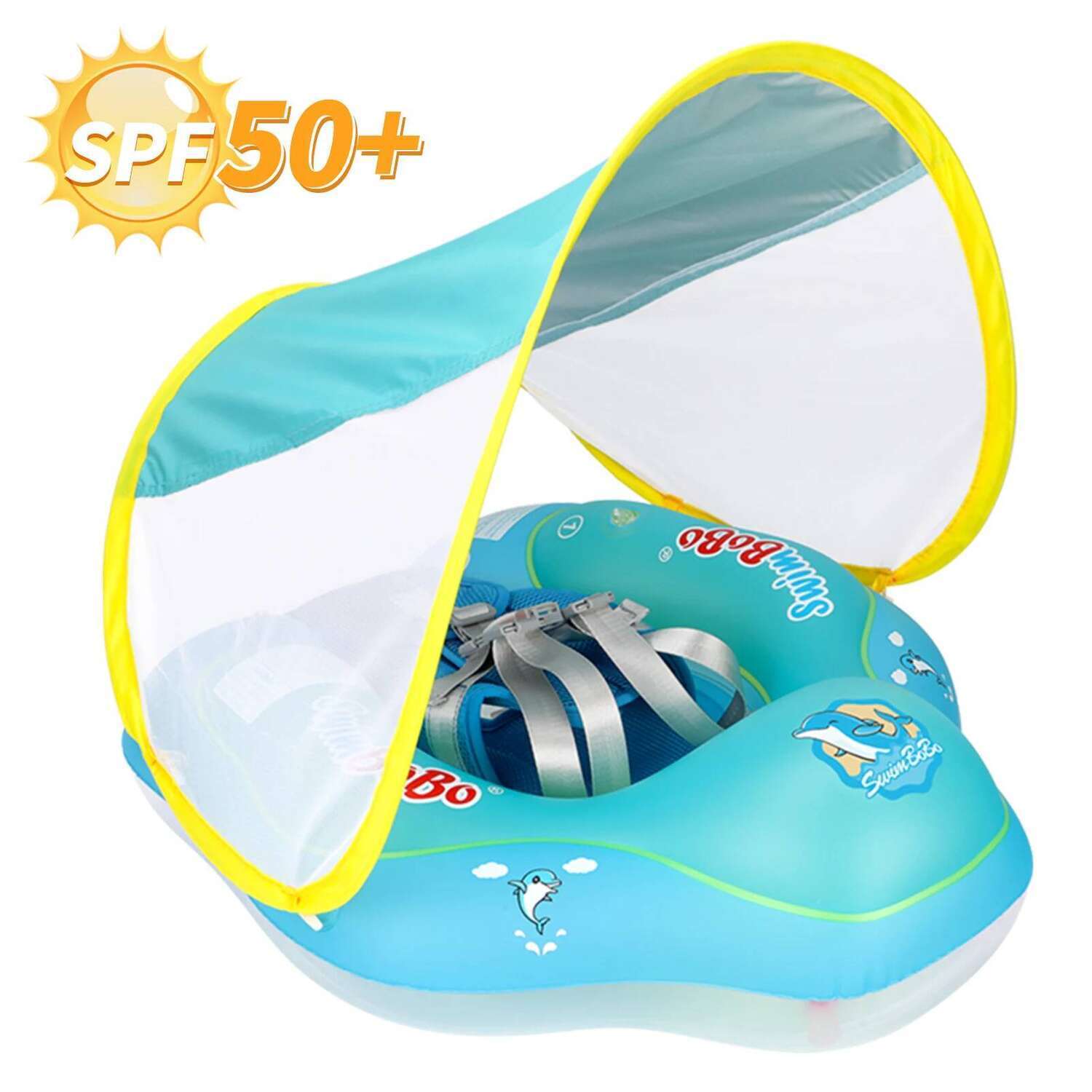 Swimbobo New Upgrade Baby Swimming Pool Float With Canopy Iatable Infant Floating Ring Kids Swim Circle Bathing Summer Toys