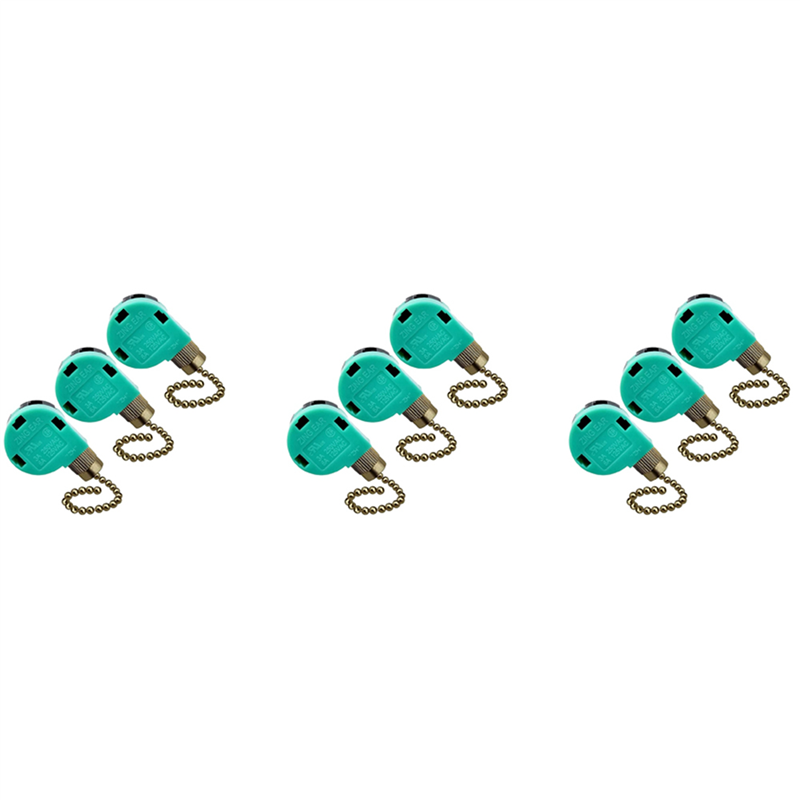 NAMUNY 9 Pack Ceiling Fan Switch 3 Speed 4 Wire Ear ZE-268S6 Fan Pull Chain Switch Replacement Speed Control Switch