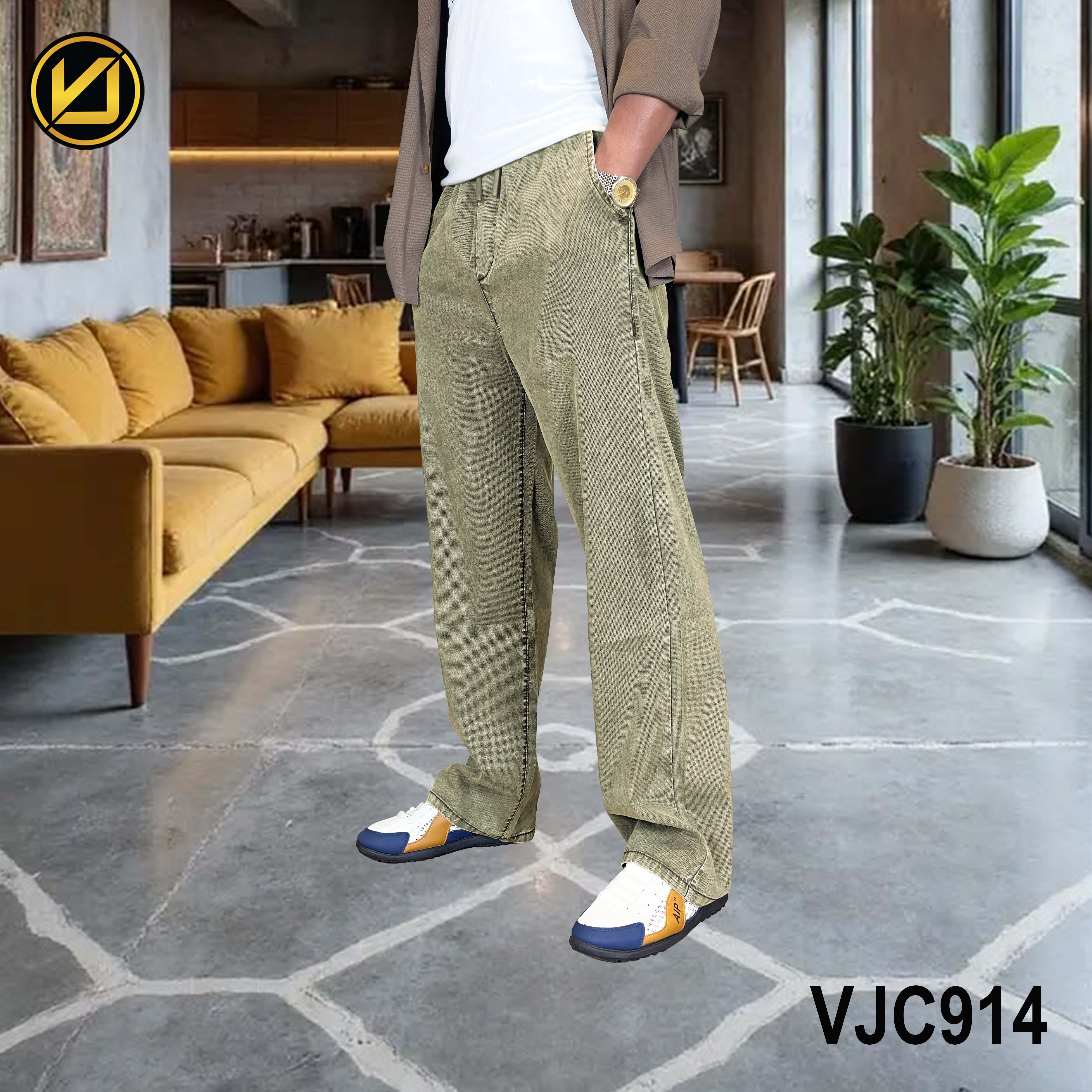 VIRJEANS (VJC914) Summer Soft Ultra Thin Lyocell Linen Trouser/Pant For Men- Light Blue