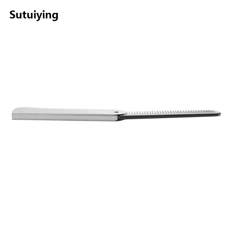 Sutuiying 1PCS stainless steel folding men's beard comb, fine toothed Sales promotion straightener, used for daily hair and beard combing