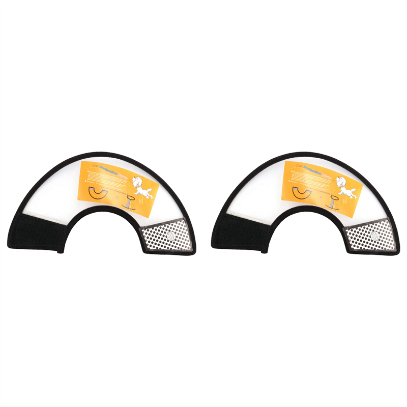 fasdaga 2X Elizabethan Dog Cat Pet Wound Healing Cone E- Collar White with Black