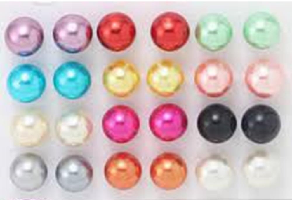 Multicolor Pearl Piercing Stud Earrings Mix Size 12 Pairs Pearl Earring Women's Fashion