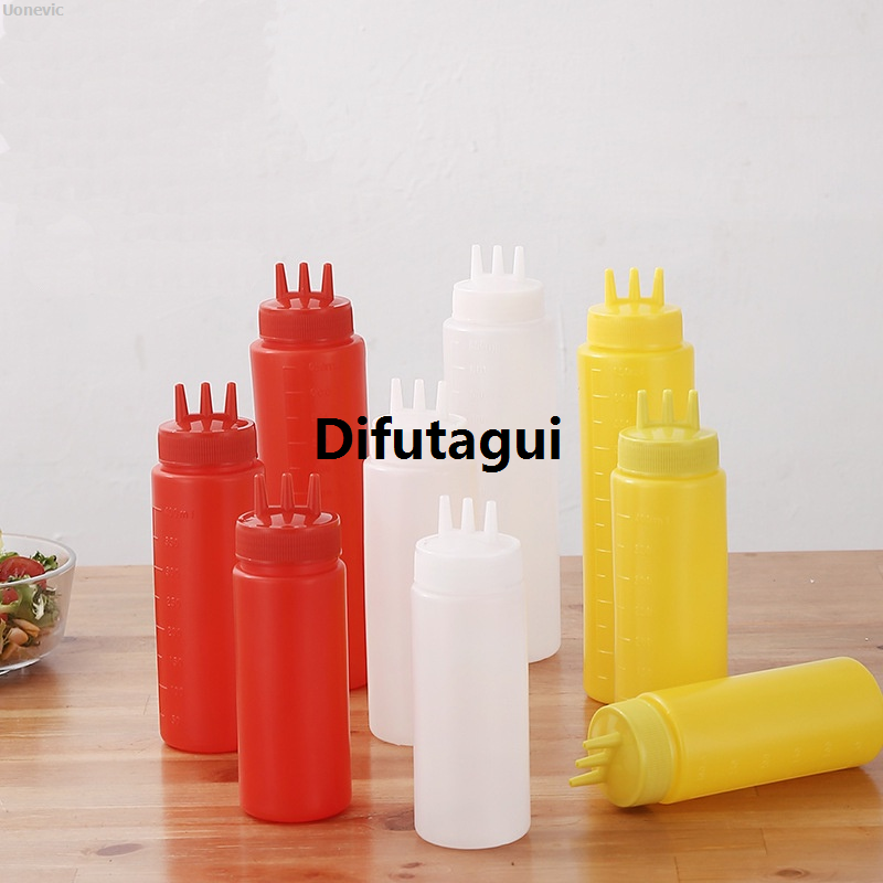 Difutagui Hole twist cap squeeze bottle 1/3/5 pieces random 3 food grade plastic ketchup New style 【2025 Version】 mustard mayonnaise olive oil bottle kitchen tools squeeze bottle