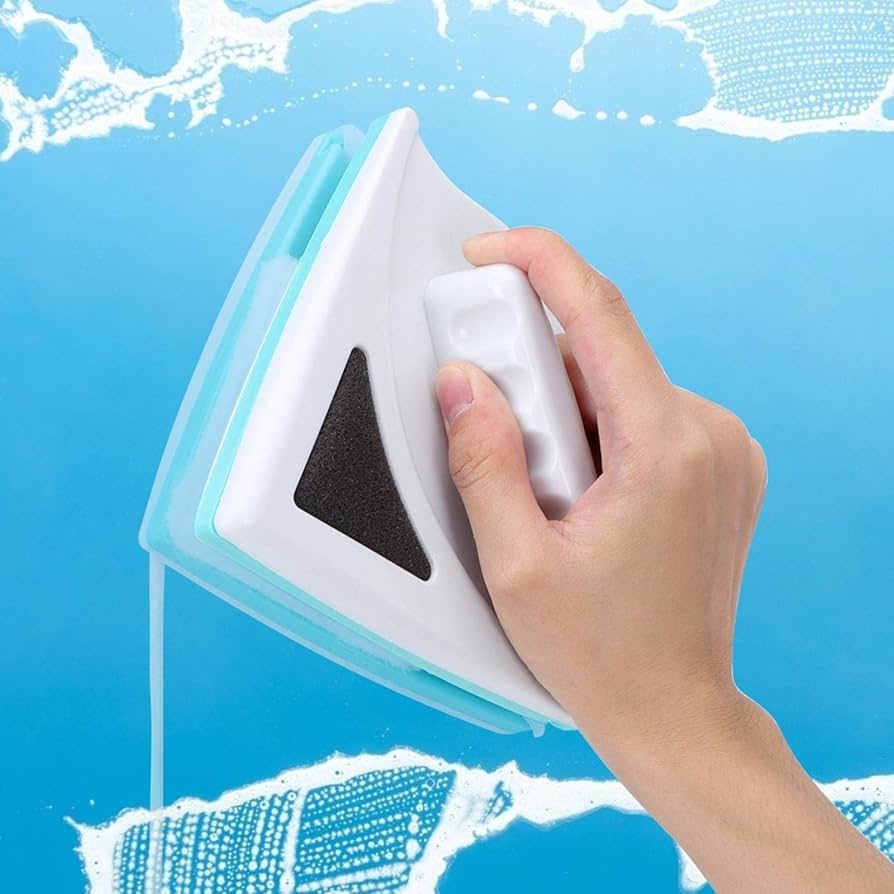 Double-Sided Glass Wiper Cleaner Glass Cleaning Tool with 2 Long Drop Protection Ropes