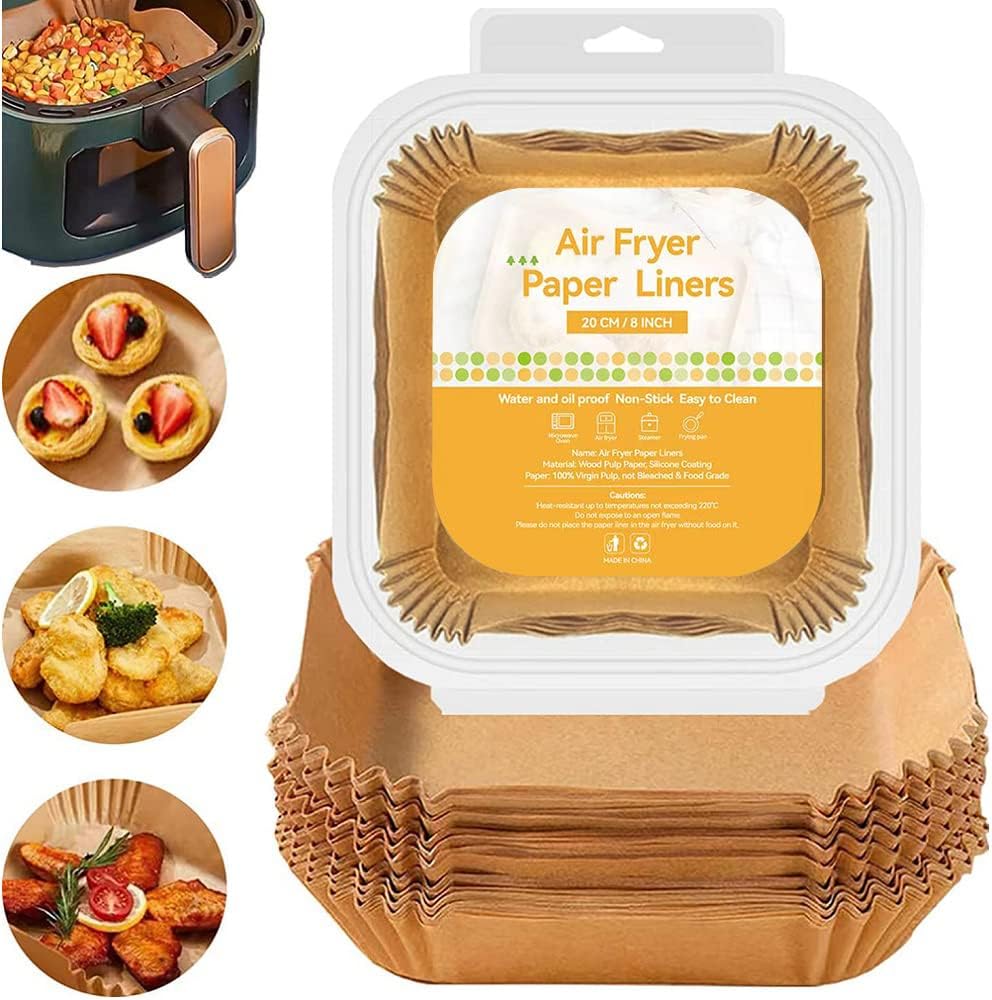 50 Pcs Square Disposable Non-stick Oil Absorption Air Fryer Parchment Paper 20 X 20 X 4.5CM