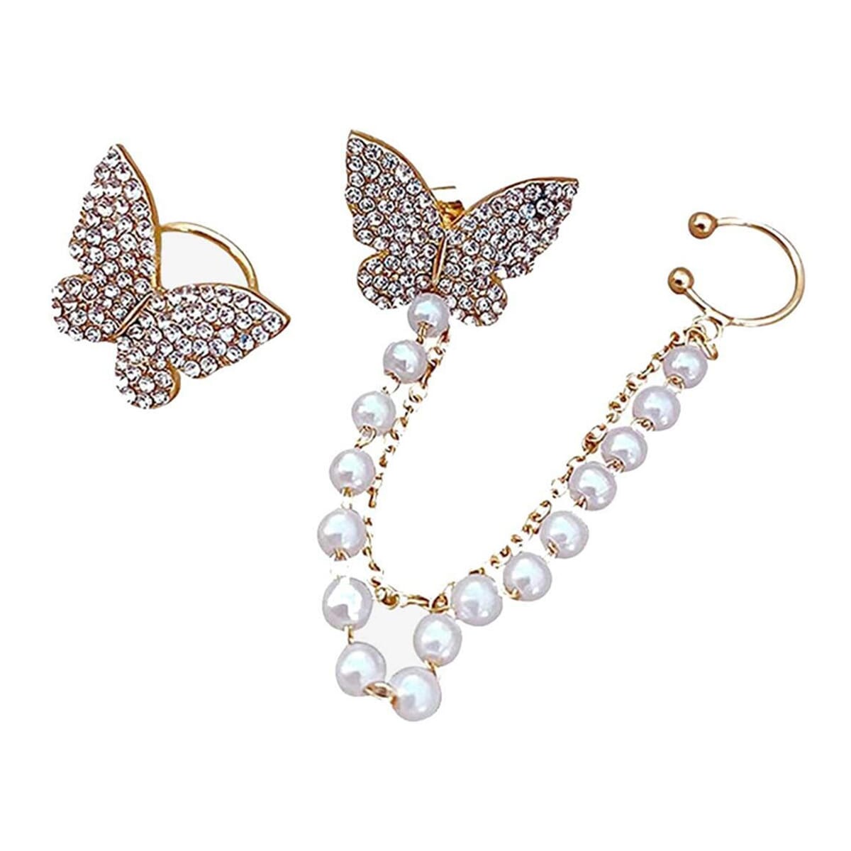 Enacolor Crystal Earings New Butterfly Korean Ear Clip Earrings for