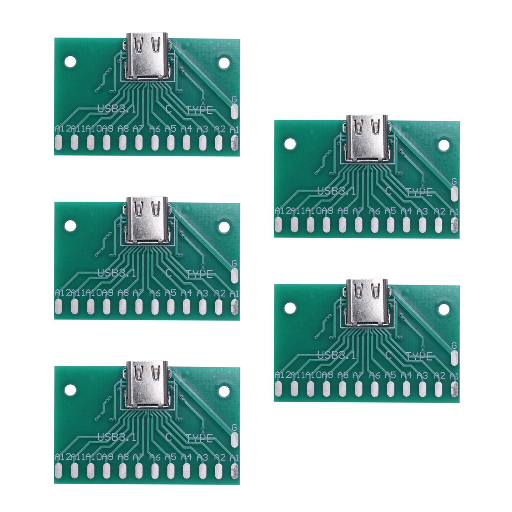 fasdaga 5X DIY 24Pin USB-C USB 3.1 Type C Female Socket Connector Smt Type with Pc Board