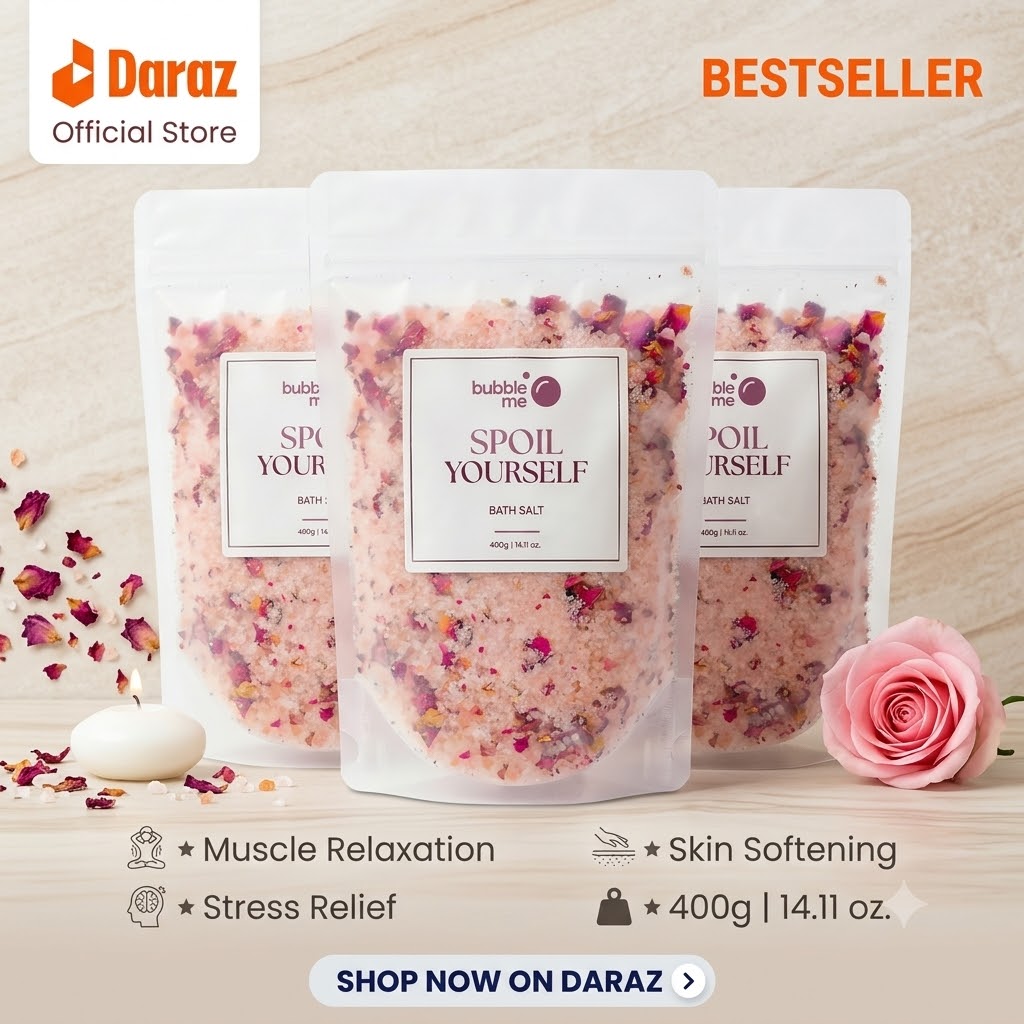 Bubble Me 'Spoil Yourself' Rose Petals Bath - 400g | Relaxation & Skin Care Bath for Body & Foot Spa - image 1