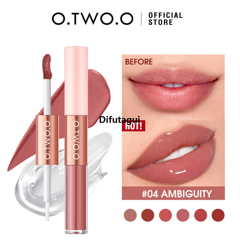 Difutagui O.TWO.O Matte Lipstick Double Head Lip Coat 24HR Non-stick Cup Bargain price Lip Gloss Tint Plumper Long Lasting Waterproof Lipstick Makeup