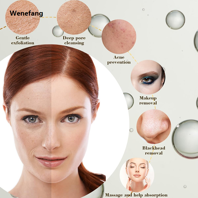 Wenefang Rechargeable Face Wash Brush LED Display Brush Heads Vibrating Profesional Electric Sonic Silicone Facial Cleansing Brush