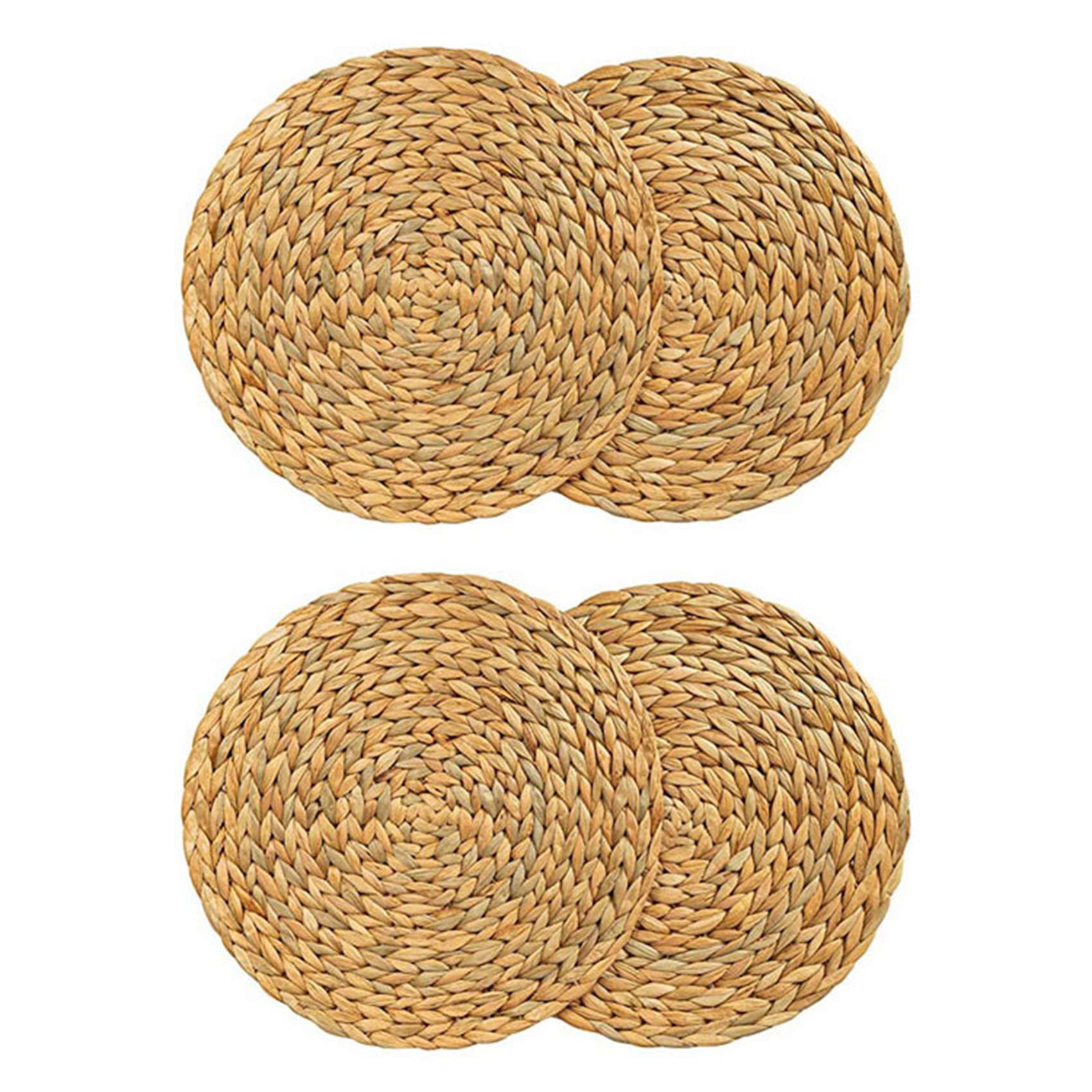 fasdaga 4 Pack Round Water Hyacinth Placemat,Quality Woven Wicker Table Place Mats,38cm