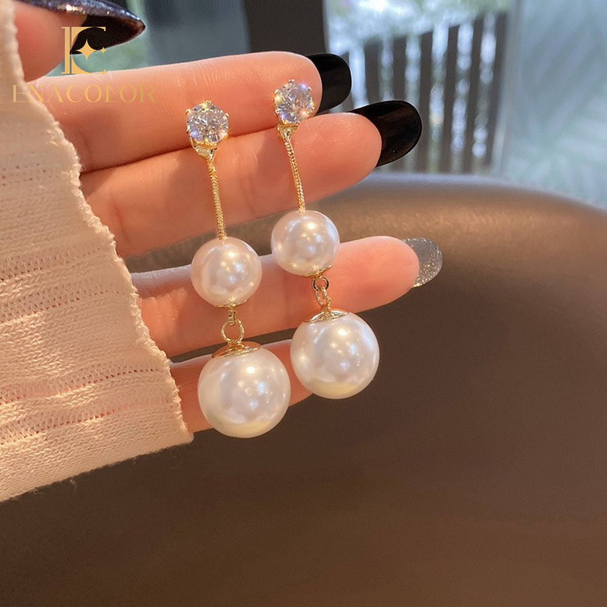 Enacolor Elegant Women Drop Earrings Korean Dangle Earings Ins Gilr New
