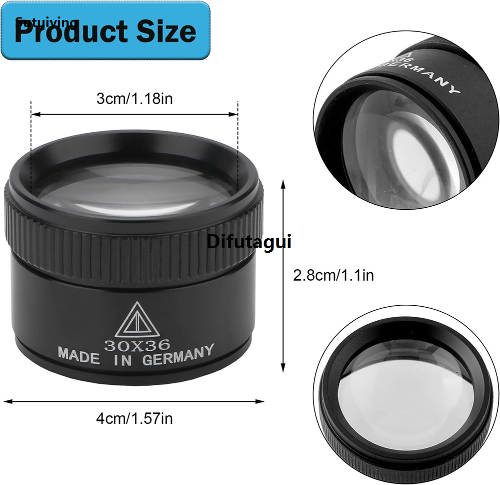 Difutagui 30X Portable Magnifier Reading Magnifier Mini Desktop Magnifier Luxury Ring Microscope Magnifier, Jeweler Coin Map Antique Electronics