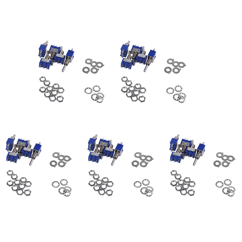 NAMUNY 25 Pcs AC 3A/250V 6A/125V on/on SPDT Mini 2 Position Latching Toggle Switch
