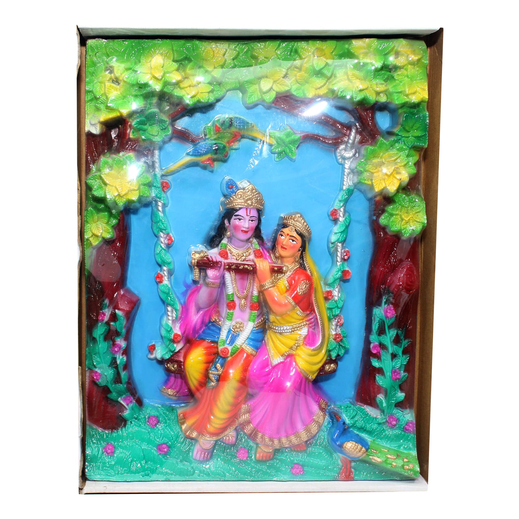 Golden Radha Krishna Statue 8.5"