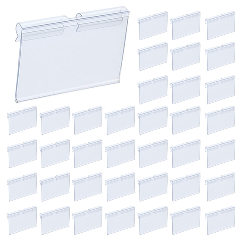 1000Pcs Clear Plastic Label Holders for Wire Shelf Retail Price Label Holders Merchandise Sign Display Holder (6 x 4 cm)