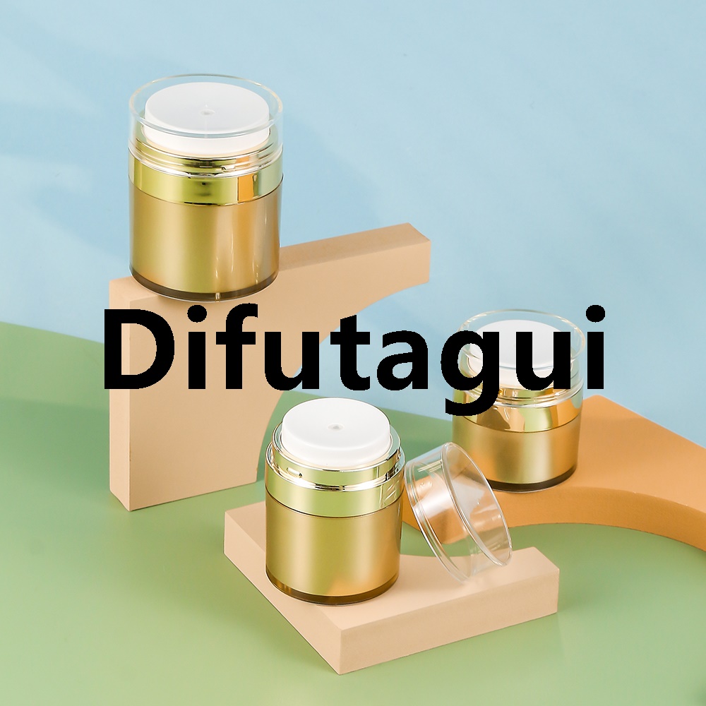 Difutagui 1pc 15/30/50ml Gold Airless Pump Bottles Empty Cosmetic Container 2025 New with Silicone Spatula Set for Creams Gels Lotion Toiletry
