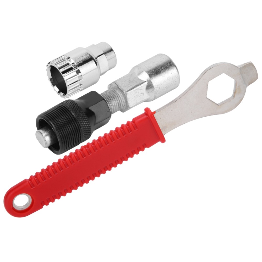 Durable With 15mm Spanner Mountain Bike Flywheel Remove Tool Rotating Sleeve Steel Bicycle Crank Extractor Bottom Bracket Remover Bicycle Repair