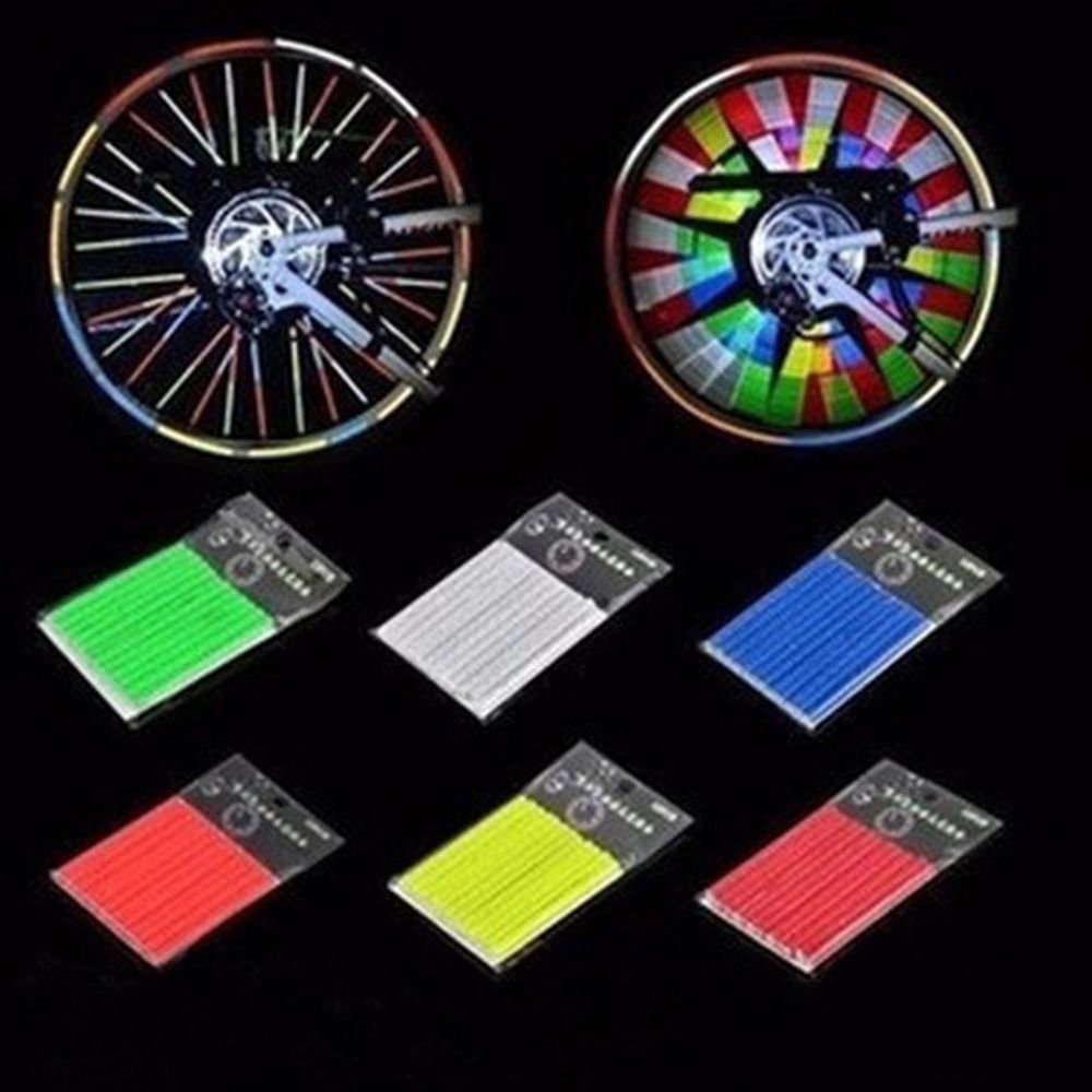 New Cycling Bike Strip Safety Warning Light Bicycle Lights Wheel Rim Spoke Reflectors Reflective Tubes Clip On