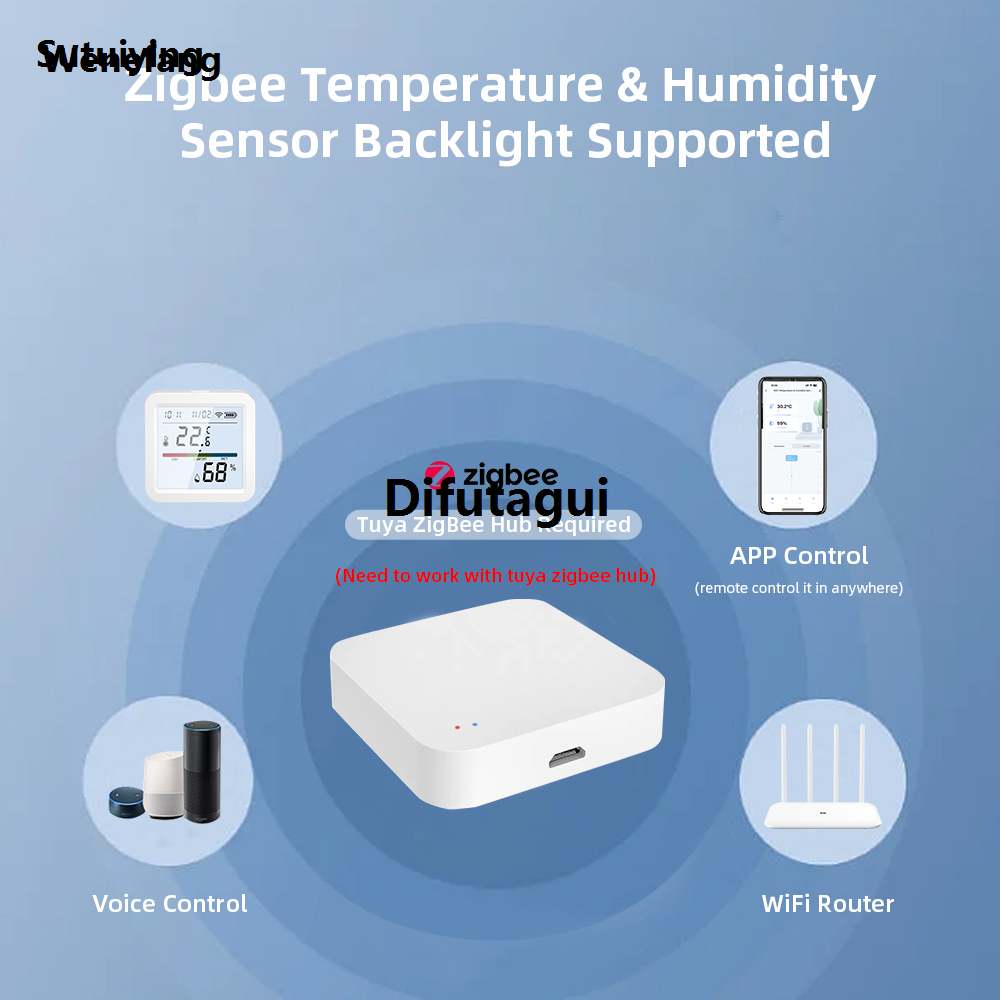 Wenefang Sutuiying Tuya ZigBee Smart Home Temperature Humidity Sensor with BackLight Portable Bargain price LCD Works With Google Assistant and Need Tuya Zigbee Hub