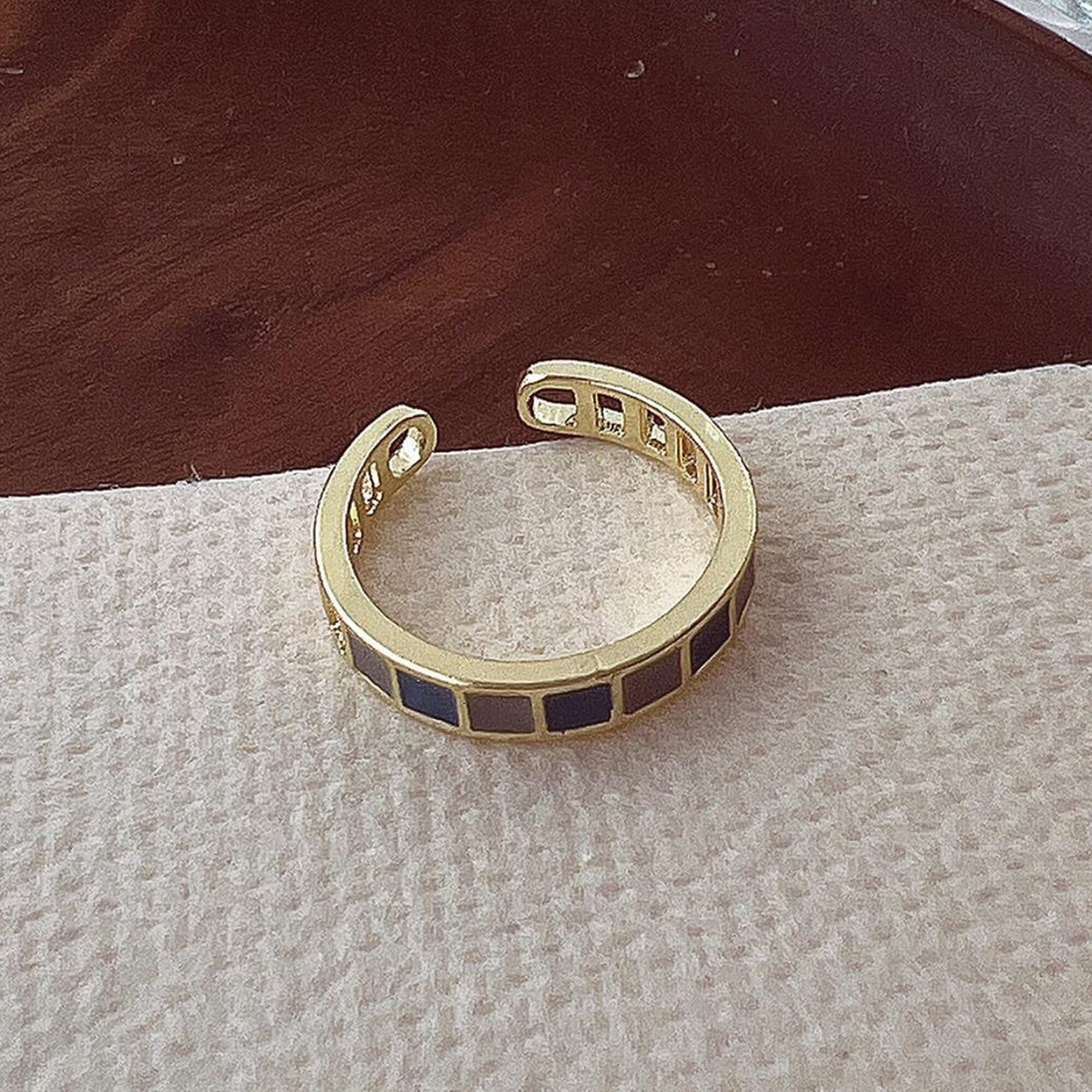 Enacolor Vintage Boho New Enamel Emerald Opening Rings for Girl Fashion 2023 New