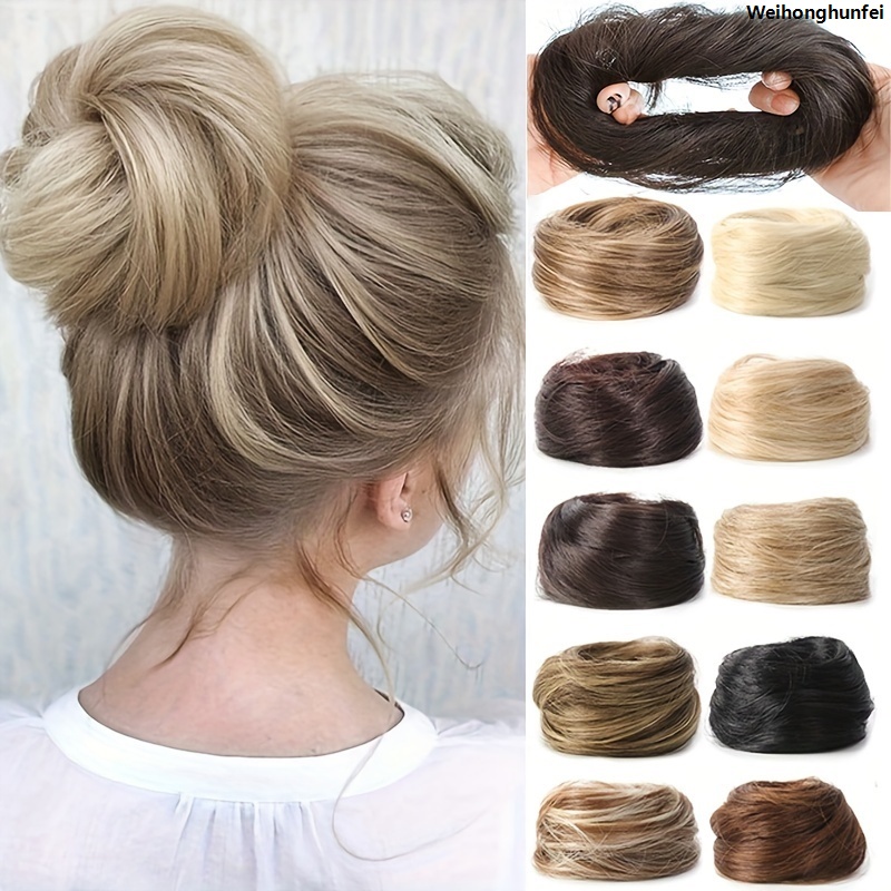 WeihonghunfeiLuxury Women's Basic Bun Hairpiece, Synthetic Straight Hair Bun for All People, Natural Look Hair Extension for Women