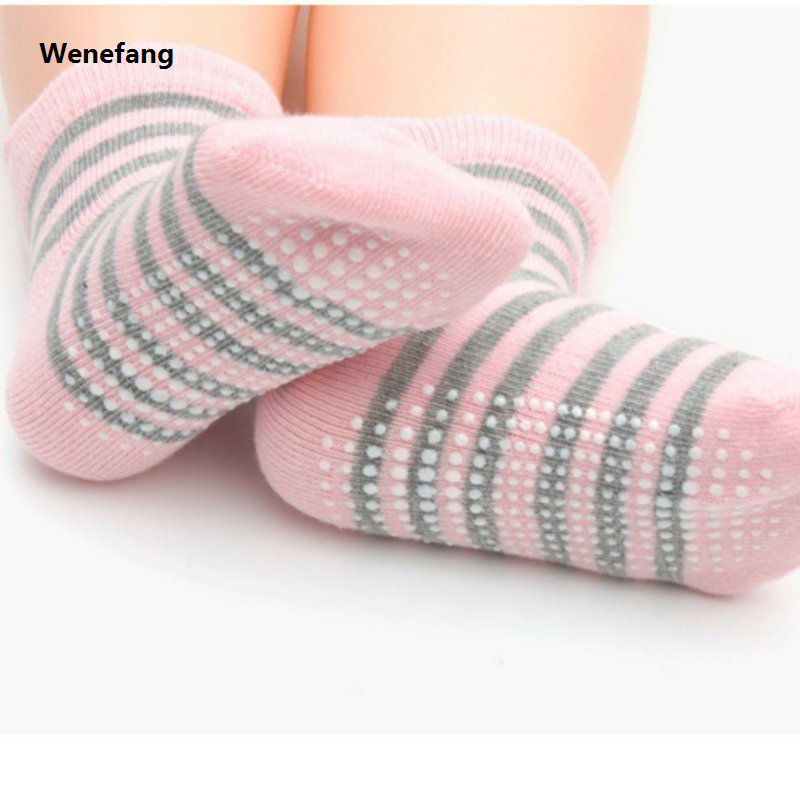 Wenefang 6 Pairs/lot Baby Socks Cotton Anti-slip Children's Boat Socks New For Boys Girl Low Cut Floor Kids Sock With Rubber Grips 0-7Y