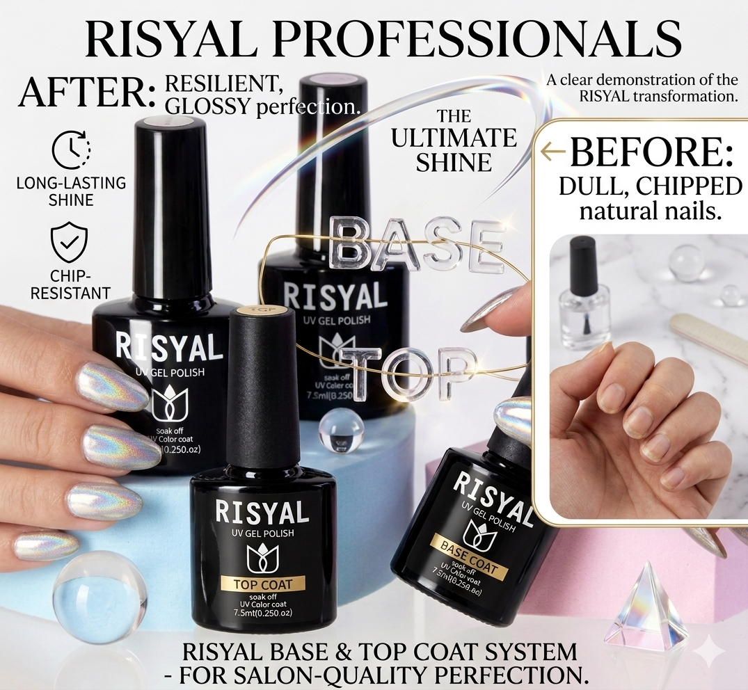 Combo of 2 Pieces Base Coat & Top Coat Nail Art Set | Long-Lasting Protection & Glossy Shine Finish