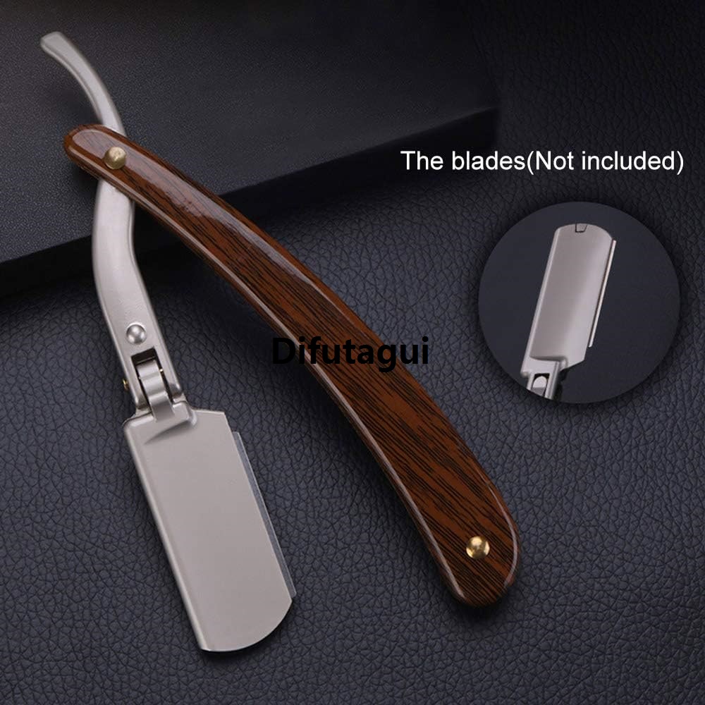 Difutagui 2025 NEW Premium Wooden Men Razor Ustra Shaving Shaver For Barber Salon Beard Shaving Personal Use Anti 【2025 Version】 Slip Straight Shaving Razor, Professional Folding Barber Straight Cut Throat Shaving Razor (Brown)