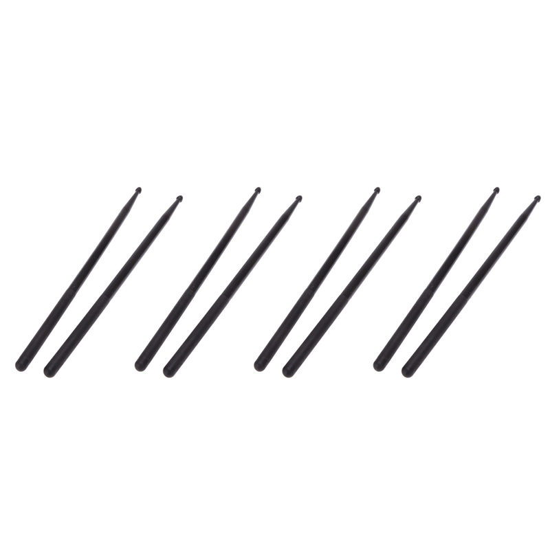 NAMUNY 4 Pair of 5A Drumsticks Nylon Stick for Drum Set Professional Black