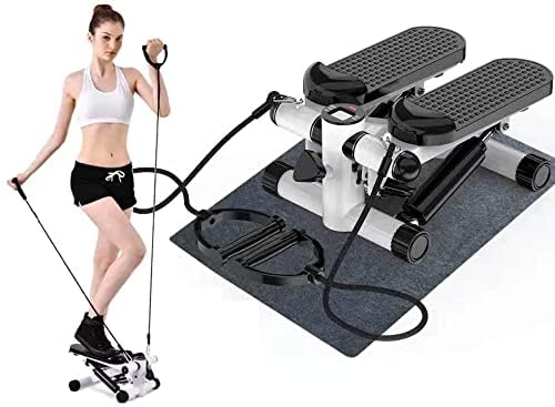 Twist Stepper Machine with Resistance Bands, LCD Monitor, Tone Your Buttocks, Legs, Thighs, Waist, and More - Compact and Portable 2-in-1 Mini Stepper with Adjustable Resistance