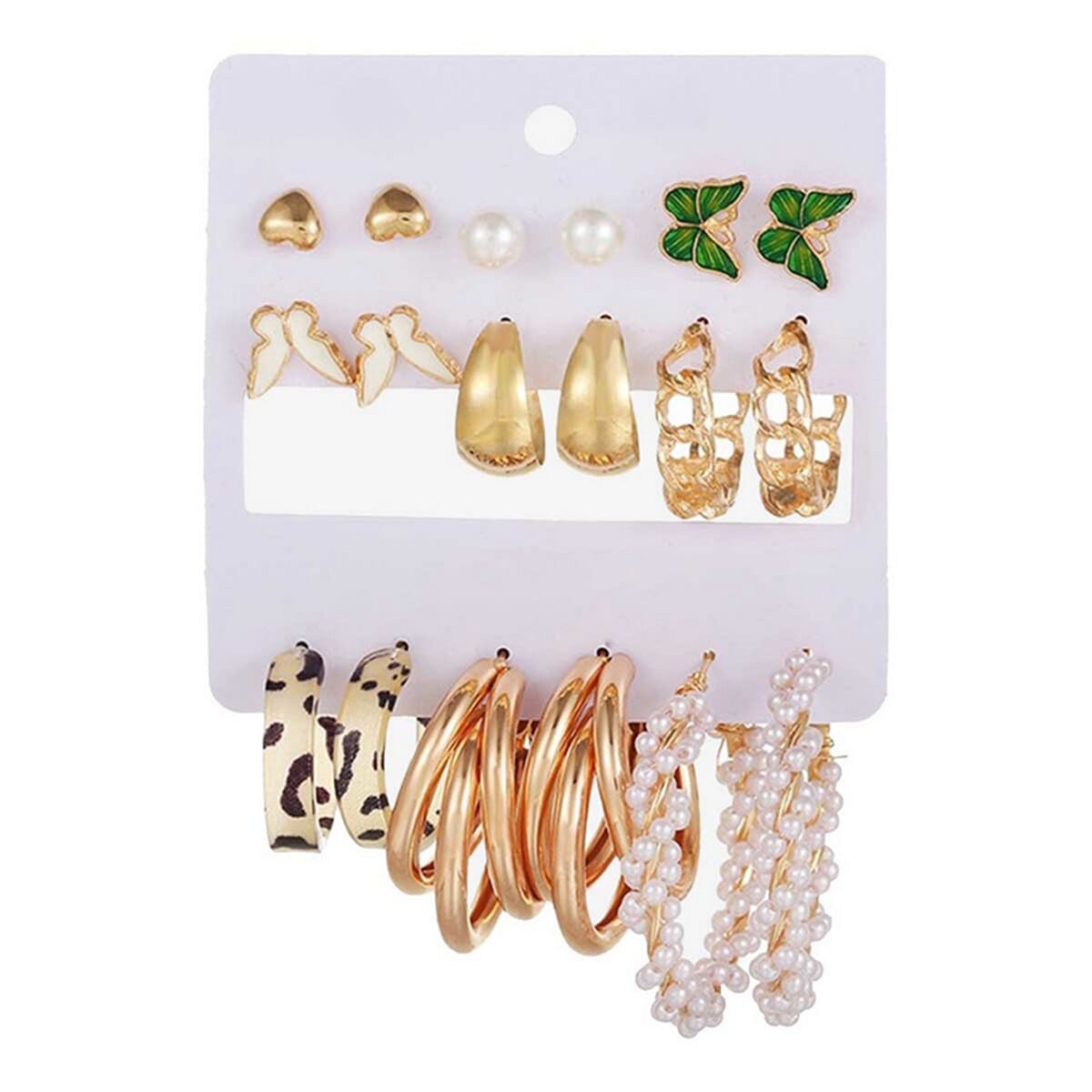 Enacolor 9Pairs Butterfly Circle Pearl Earrings Fashion New