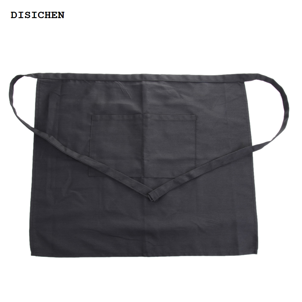 DISICHEN 2025 New Coffee Shop Aprons with Pocket Short Waist Apron Solid Color Adjusted Half-length Soft Pub Cleaning Supplies for Server Waiter