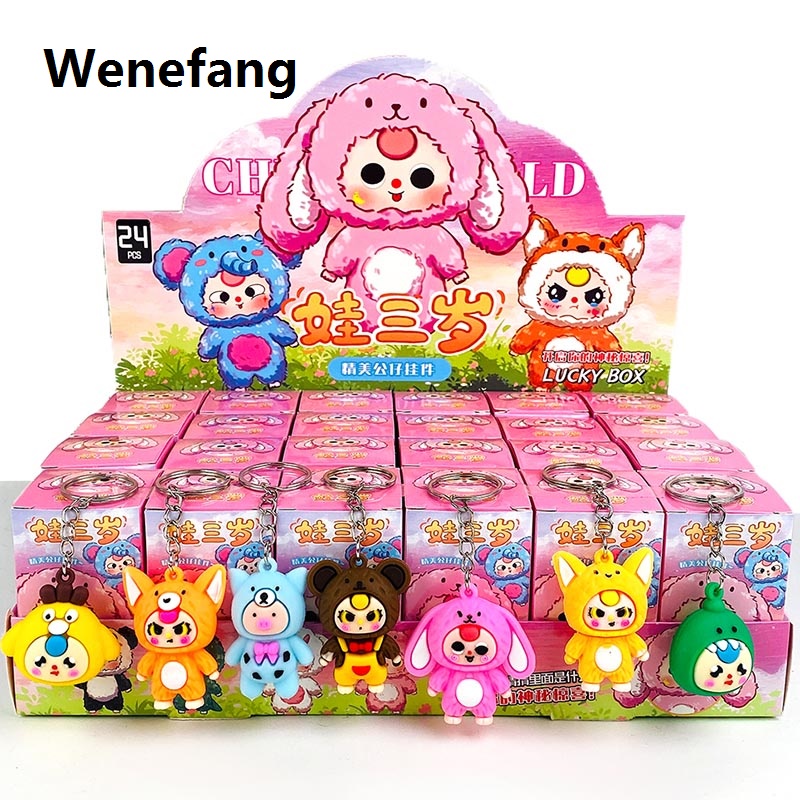 Wenefang New Baby Three Blind Box Figures Key Buckle Pendant Toy Cute Girl 【2025 Version】 Surprise Gifts 24pcs Less Repetition Mystery Box Wholesale
