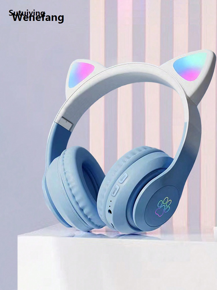 Wenefang Sutuiying Headset wireless headset, long battery life, high sound quality, Portable Sales promotion low latency, cat ear luminous gaming wireless headset