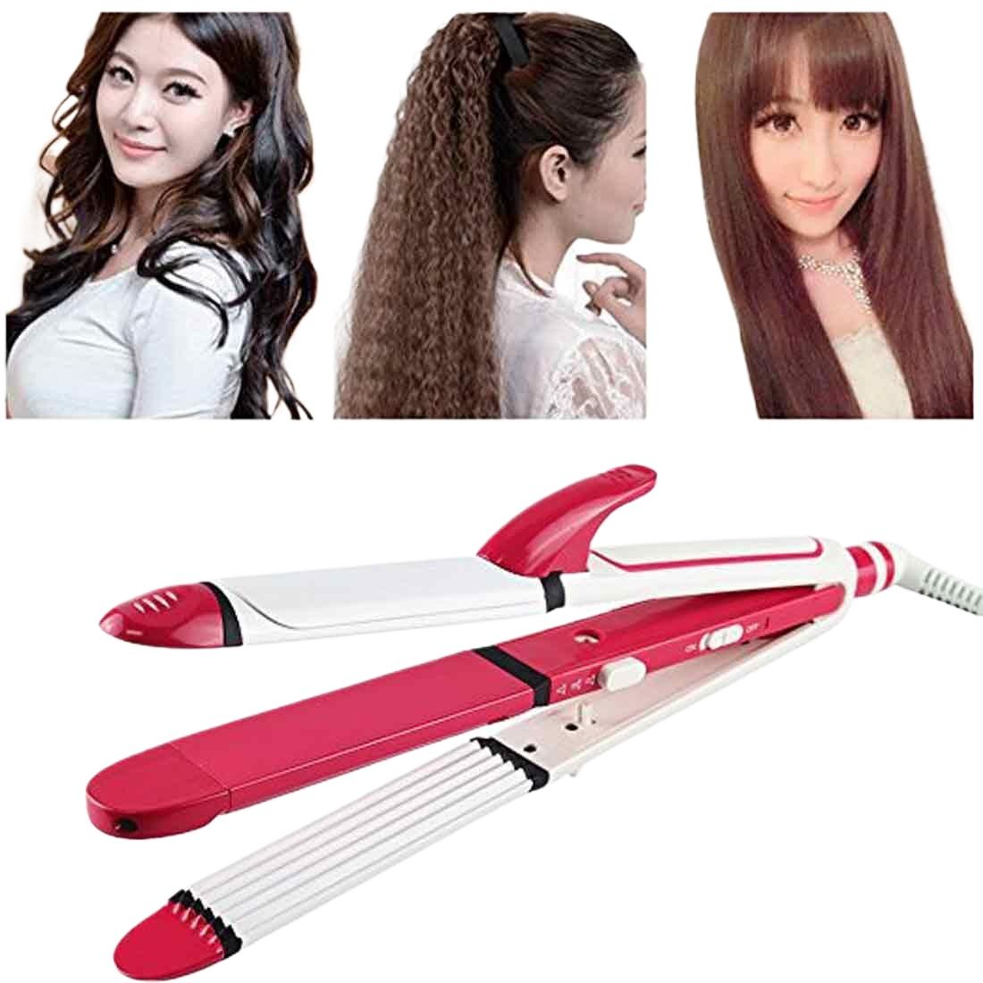 4-in-1 Professional Hair Styling Iron - Straightener, Curler, Waver & Clamp Styler | Multi-Functional Beauty Tool / By ShopHill