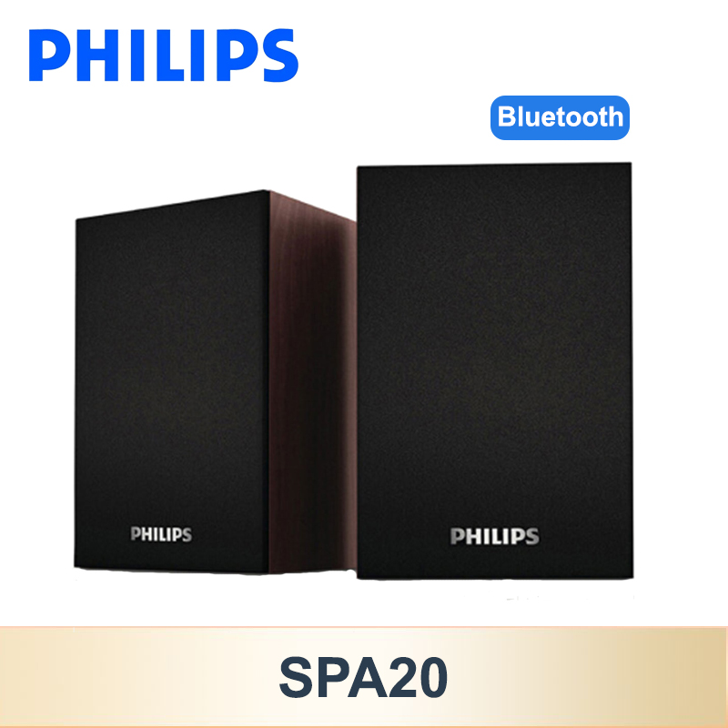 Philips SPA20 New Bluetooth Speaker Mini Portable Wood Grain Indoor Desktop Loudspeaker 1 pair for Computer Smartphone Bles Online QC