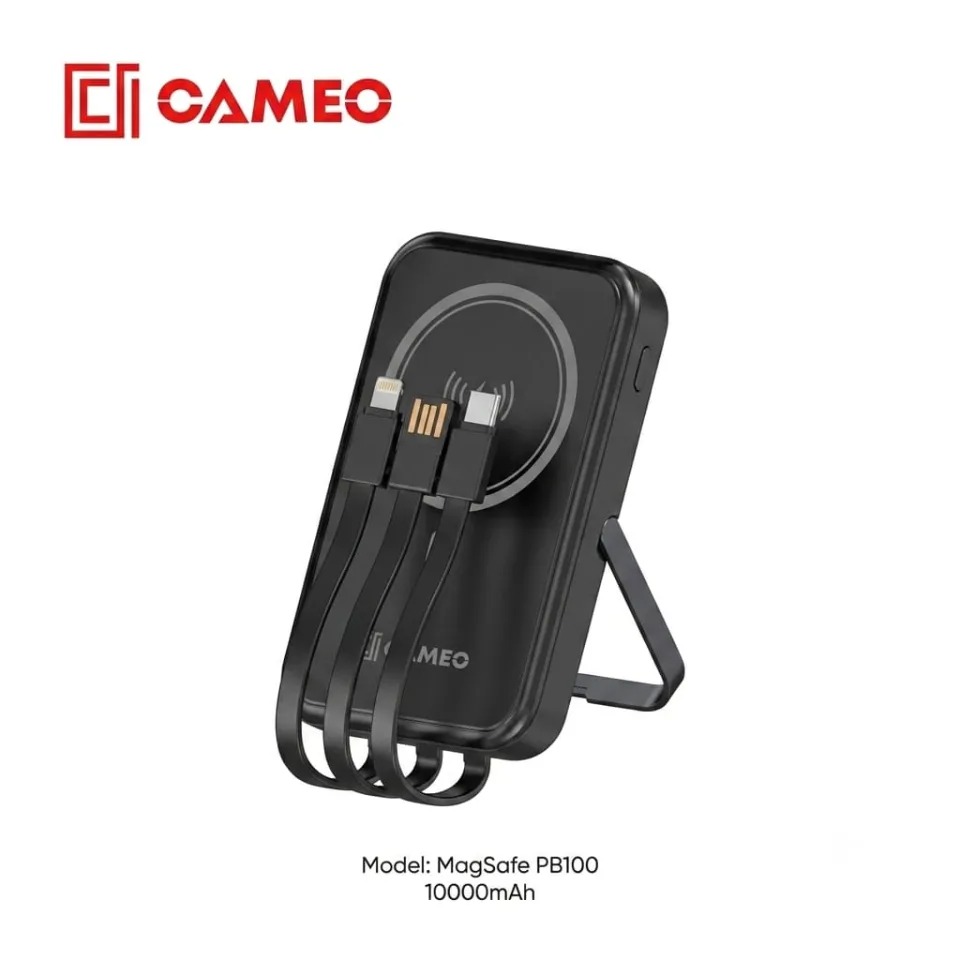 Cameo PB100 10000mAh 15W PD Power Bank with 3-in-1 Charging Cables