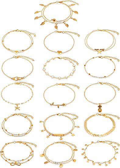 【New Arrivals】Cross-border new summer beach wind love heart leaves a variety of anklets ladies Amazon AliExpress hot sale