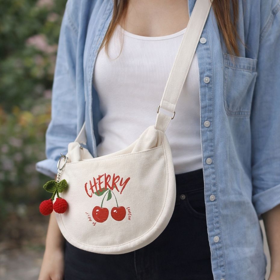 Premium Cotton Canvas Dumpling Shoulder & Cross Body Bag For Ladies / New Elegant Printed Design /Num Compartment 4