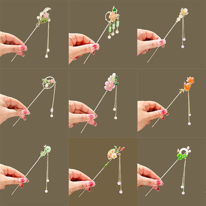 Super Fairy Hair Accessories Flower Chinese Style High-end Step Shake Fan Pearl Hairpin Tassel Hairpin Hanfu Hairpin Hair Ornament